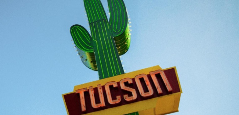 Saguaro metal sign in Tucson, ae888