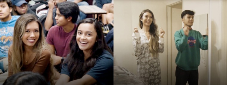 Left: Students at club meeting Right: Students dancing